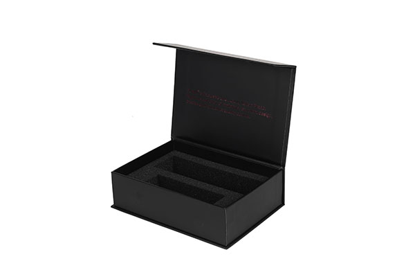 High quality custom cardboard paper square magnetic black gift packaging box with sponge foam insert