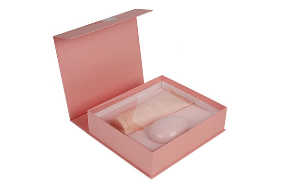 Luxury custom square pink cardboard magnetic soap cosmetic gift box skin care packaging box