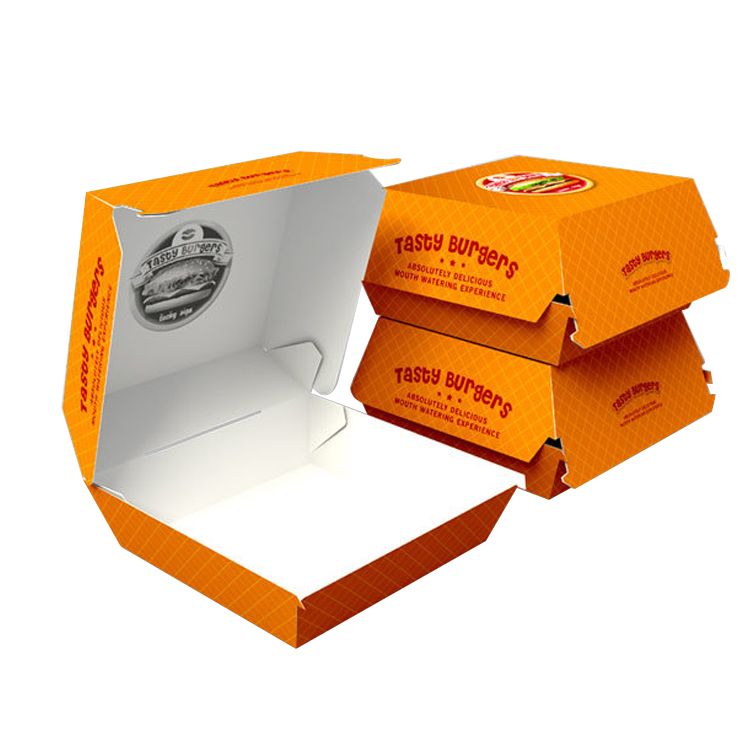 Custom Logo Printing Paper Folding Hamburger Box
