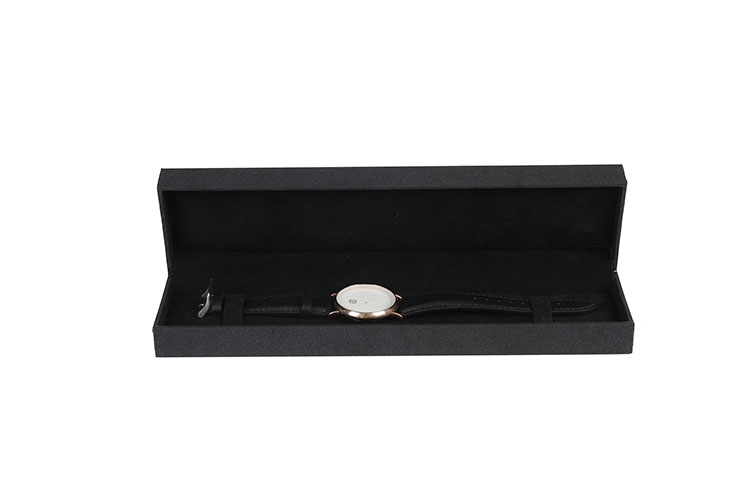 Luxury Custom Logo Cardboard Paper Watch Box Flip Black Long Watch Packaging Box(图5)