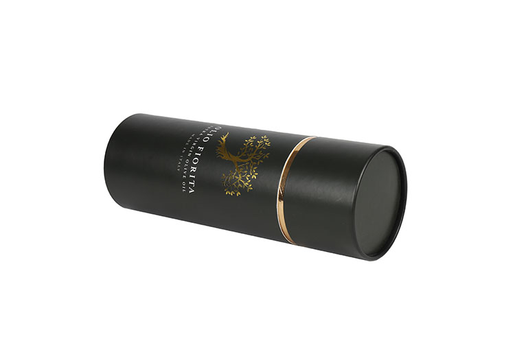 Luxury cardboard black cylinder tube packaging olive oil bottle gift box(图2)