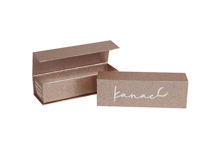 Gold Glitter Magnet Paper Cardboard Gift Box with EVA Foam for Makeup Brush(图3)