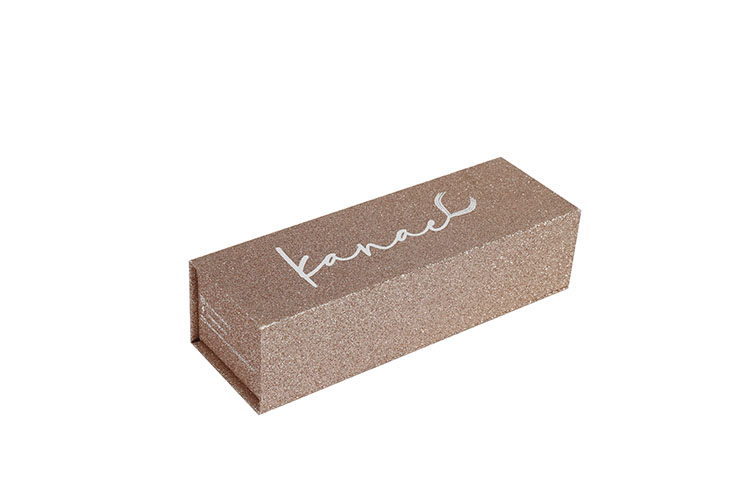 Gold Glitter Magnet Paper Cardboard Gift Box with EVA Foam for Makeup Brush(图1)