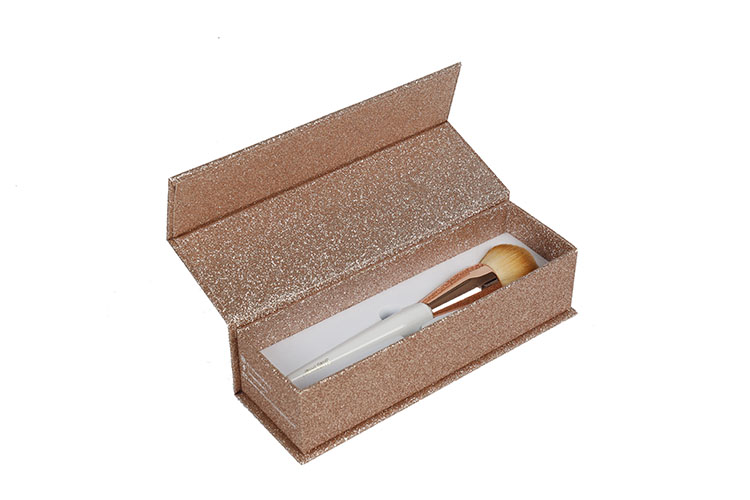 Gold Glitter Magnet Paper Cardboard Gift Box with EVA Foam for Makeup Brush(图4)