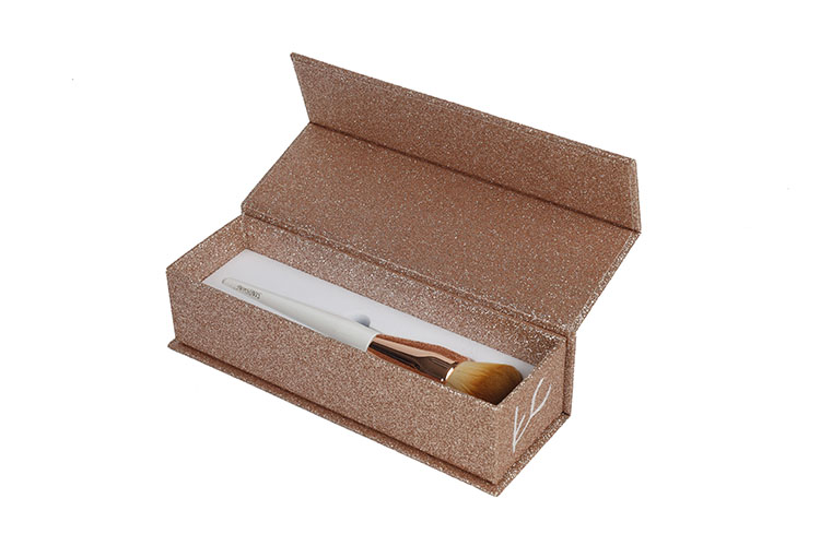 Gold Glitter Magnet Paper Cardboard Gift Box with EVA Foam for Makeup Brush(图6)