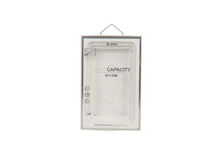 High quality white paper retial cell phone charging packaging box with pvc window(图1)