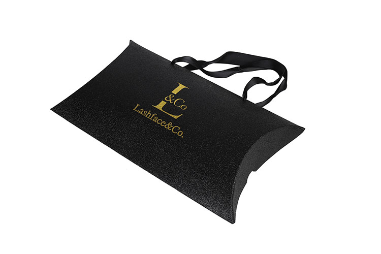 Luxury black paper cosmetic skincare packaging box hair extensions pillow box with handle(图6)