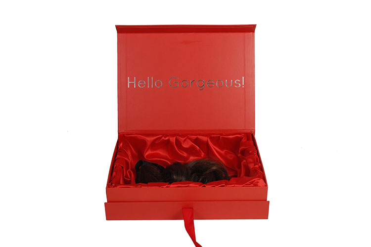 Custom cardboard skincare magnetic gift box luxury hair extension packaging box with ribbon(图5)