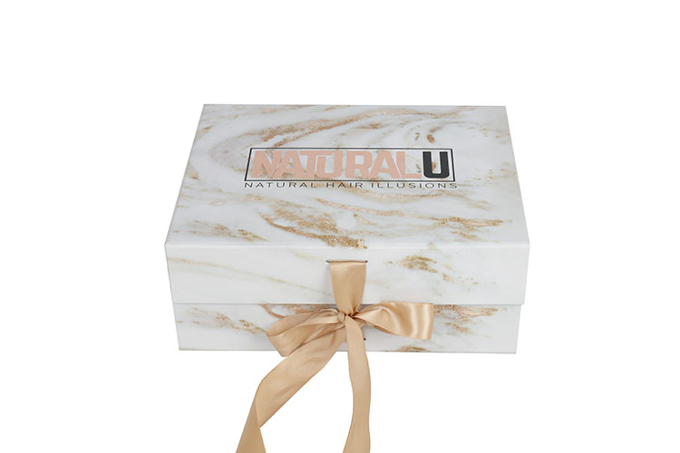 Square white ribbon closure souvenir wedding door packaging box marble gift box(图1)