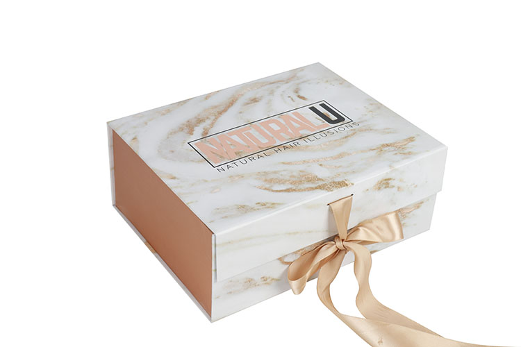 Square white ribbon closure souvenir wedding door packaging box marble gift box(图3)