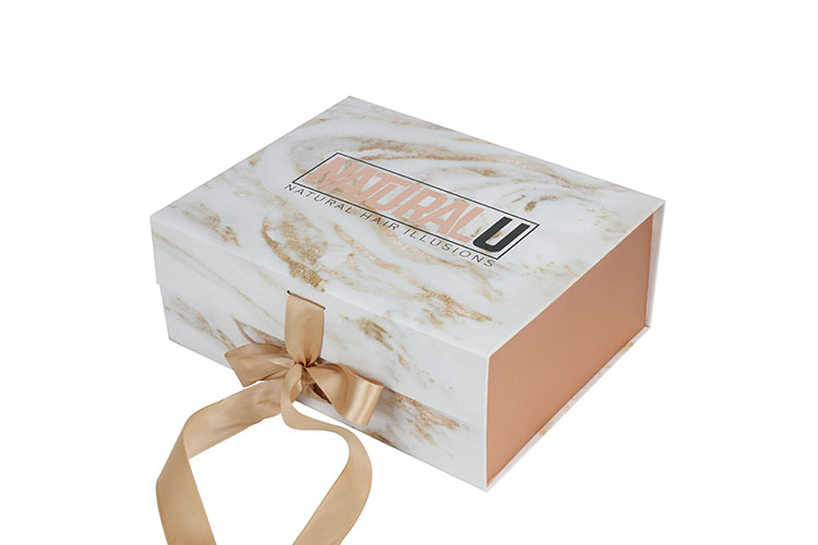 Square white ribbon closure souvenir wedding door packaging box marble gift box(图2)