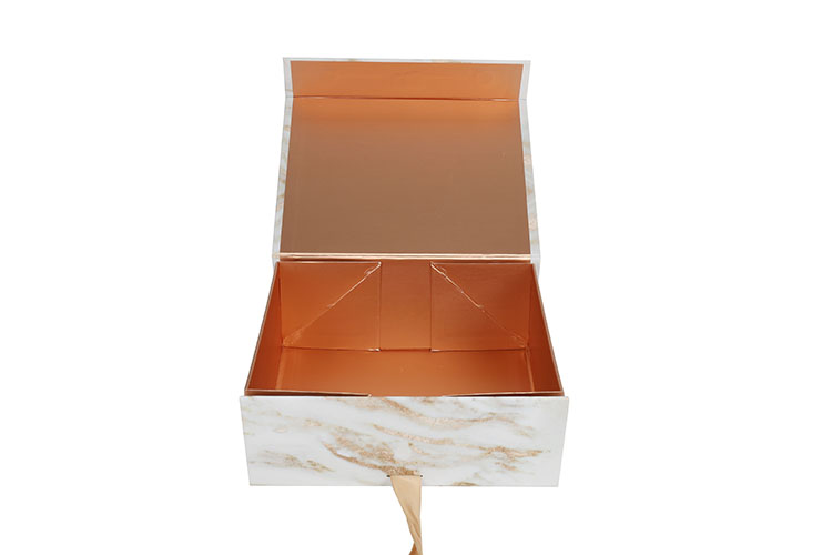 Square white ribbon closure souvenir wedding door packaging box marble gift box(图5)