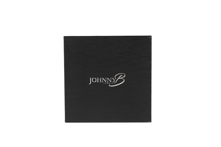 Luxury paper cardboard square black textured gift box jewelry packaging box(图1)