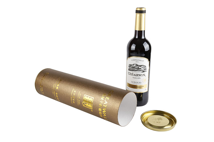 ​Customized brown and gold luxury cylinder wine tube packaging box(图4)