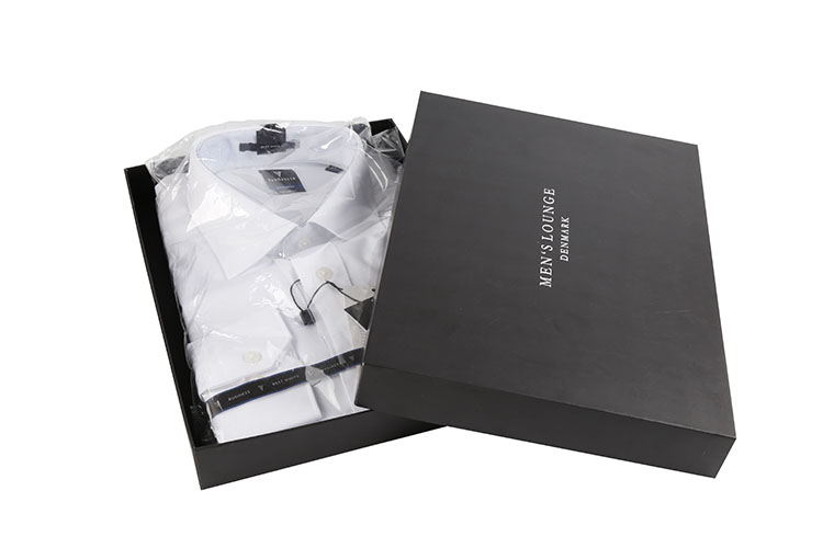 Lid And Base Rigid Cardboard Black Clothing Gift Packaging Box Custom T Shirt Box(图2)