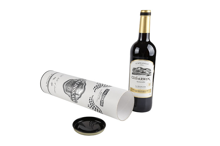 Luxury custom single cardboard cylinder tube white wine bottle packaging box(图3)