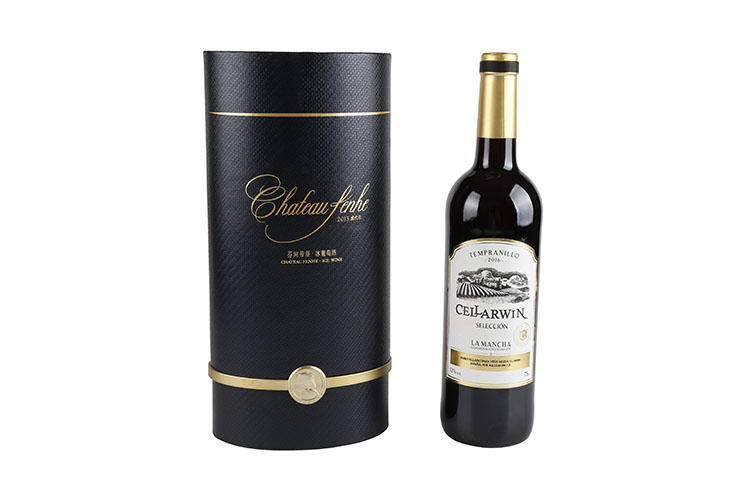 Luxury paper cardboard elliptical black wine glass box gift packaging(图1)