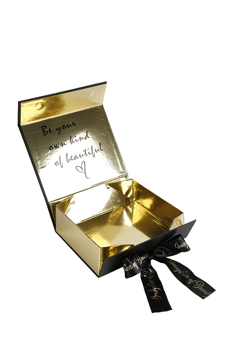 Luxury Large Gift Box Packaging Folding Magnetic Lid Paper Closure Foldable Gift Box with ribbon(图3)