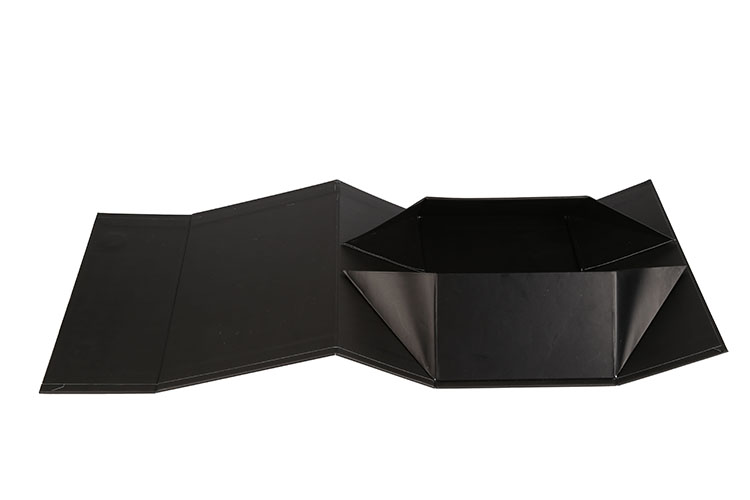 Luxury Custom Logo Folding Magnetic closure Black Paper Flat Packing Gift Box(图4)