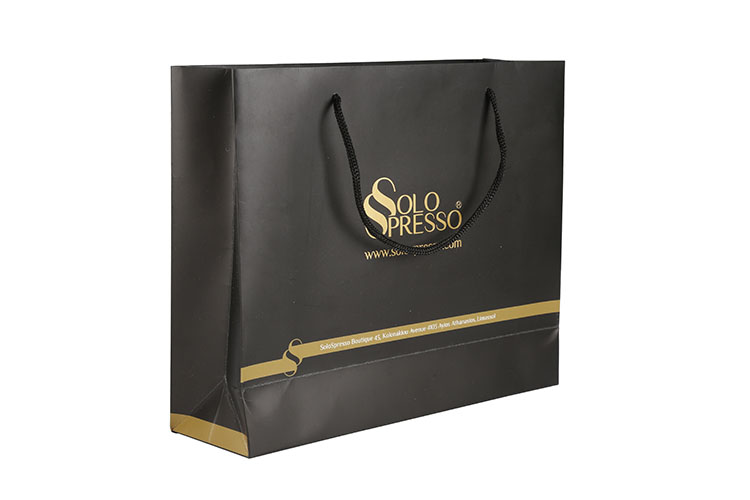 Custom Black Shopping Packaging Bag Luxury Paper Gift Bag With Ribbon Handle(图2)