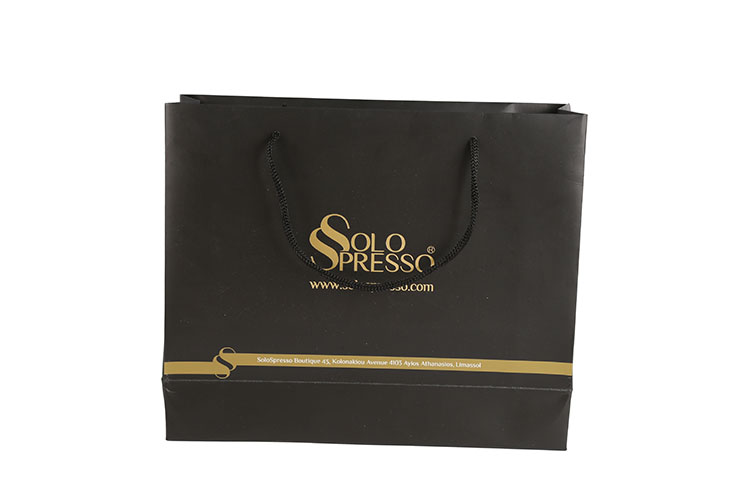 Custom Black Shopping Packaging Bag Luxury Paper Gift Bag With Ribbon Handle(图1)
