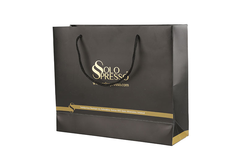 Custom Black Shopping Packaging Bag Luxury Paper Gift Bag With Ribbon Handle(图3)