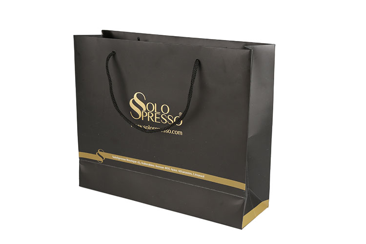 Custom Black Shopping Packaging Bag Luxury Paper Gift Bag With Ribbon Handle(图4)