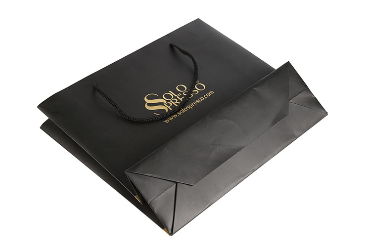 Custom Black Shopping Packaging Bag Luxury Paper Gift Bag With Ribbon Handle(图5)