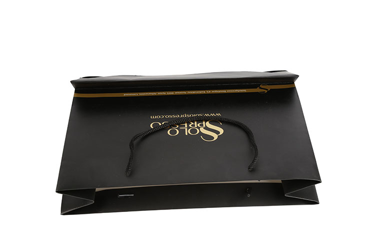 Custom Black Shopping Packaging Bag Luxury Paper Gift Bag With Ribbon Handle(图6)
