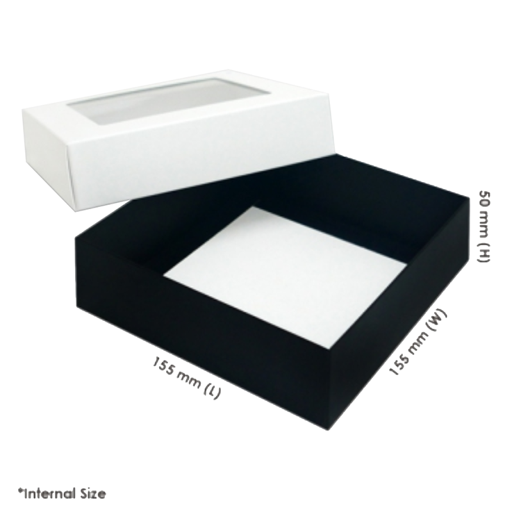 Hot White Black Cardboard Rigid Packaging Small Square Premier Gift Boxes With Window(图3)