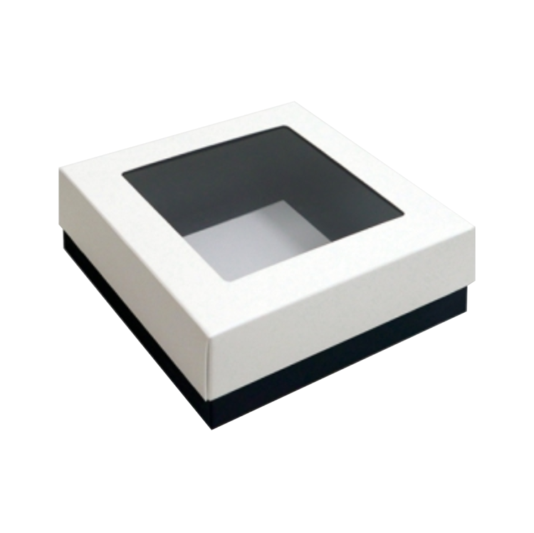 Hot White Black Cardboard Rigid Packaging Small Square Premier Gift Boxes With Window