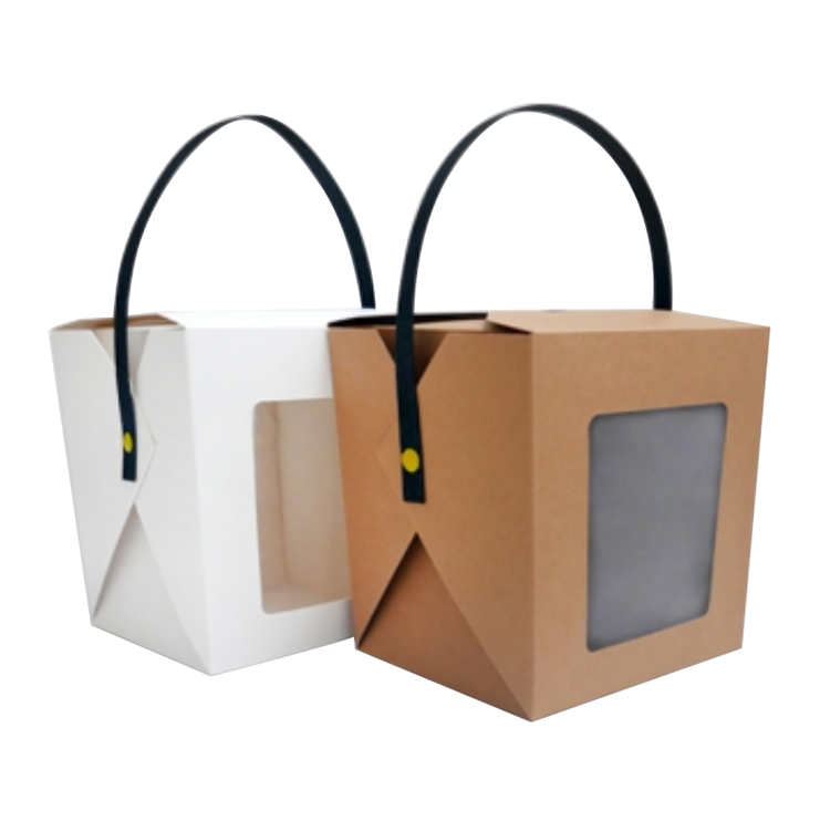 Portable Takeaway Food Paper Kraft Clear Window Cookies Gift Packaging Box With Handle(图4)