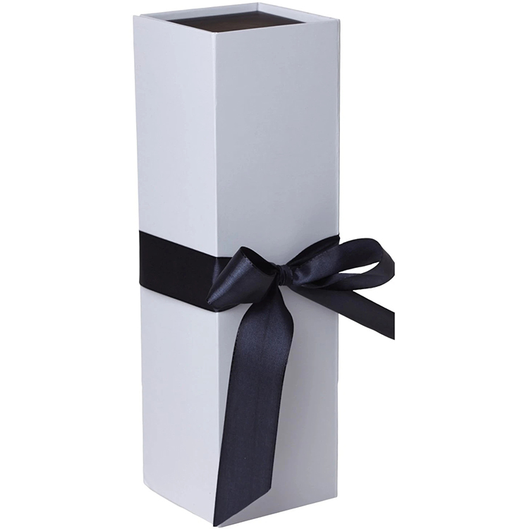 Large luxury custom foldable magnetic black white paper cardboard hamper gift box with ribbon(图2)