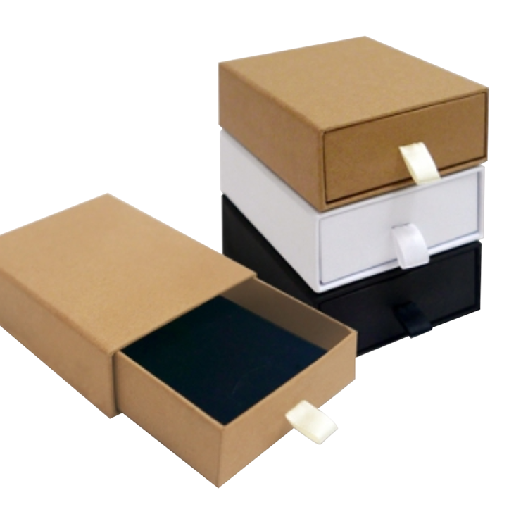 Custom Printed Small Packaging Sliding jewelry Kraft paper Drawer Box(图2)