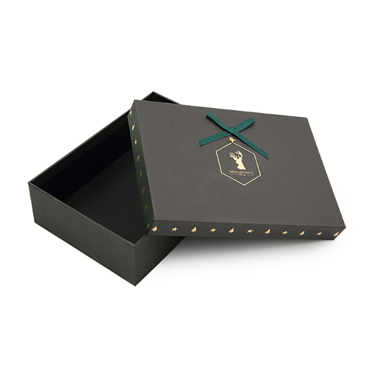 Gold stamping logo black gift box christmas ornament packaging paper boxes(图2)