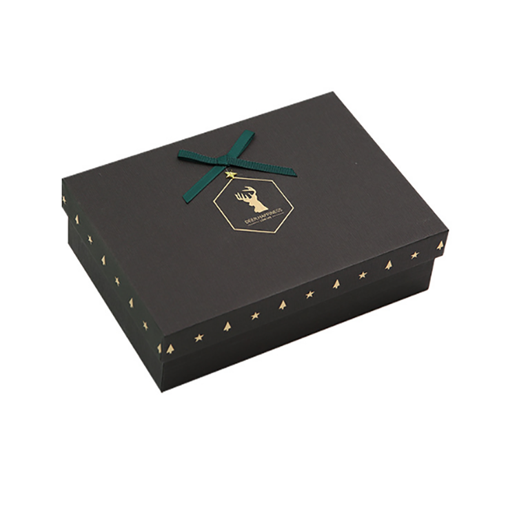 Gold stamping logo black gift box christmas ornament packaging paper boxes(图3)