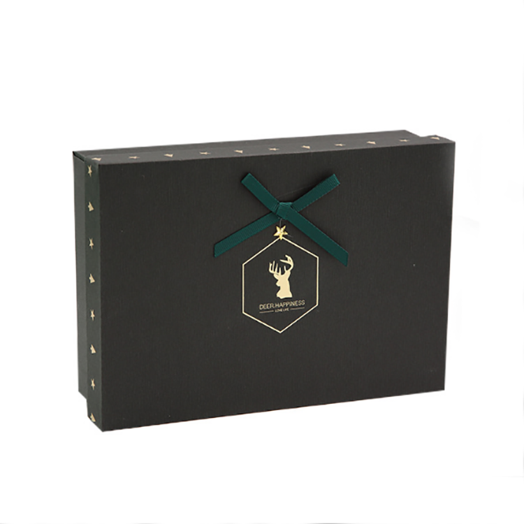 Gold stamping logo black gift box christmas ornament packaging paper boxes(图4)
