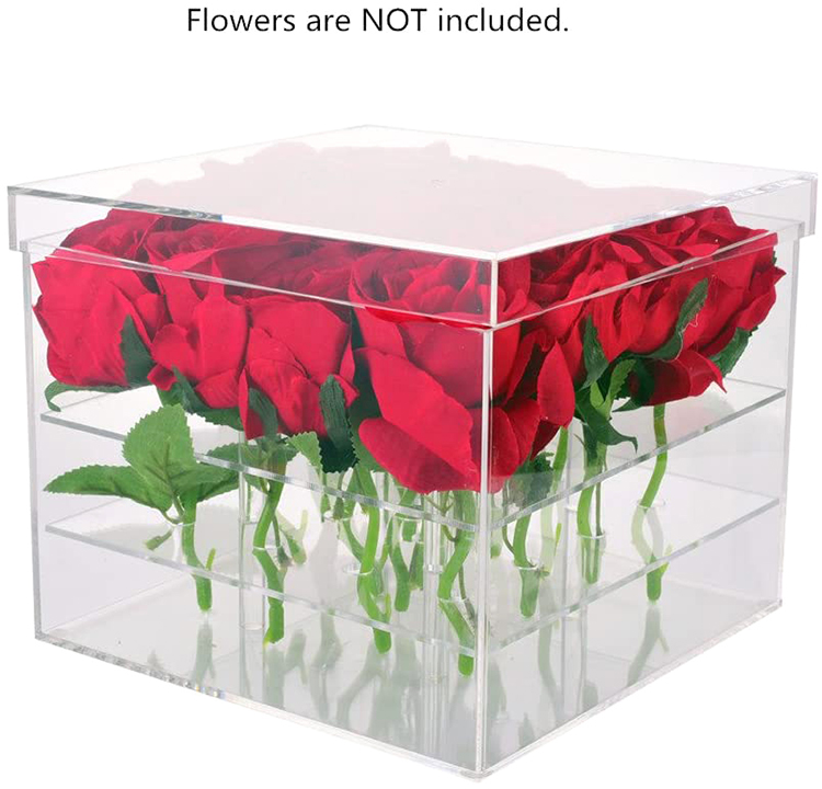 Wholesale Square Wedding Gift Box Preserved Rose Packaging Crystal Clear Acrylic Flower Box(图1)