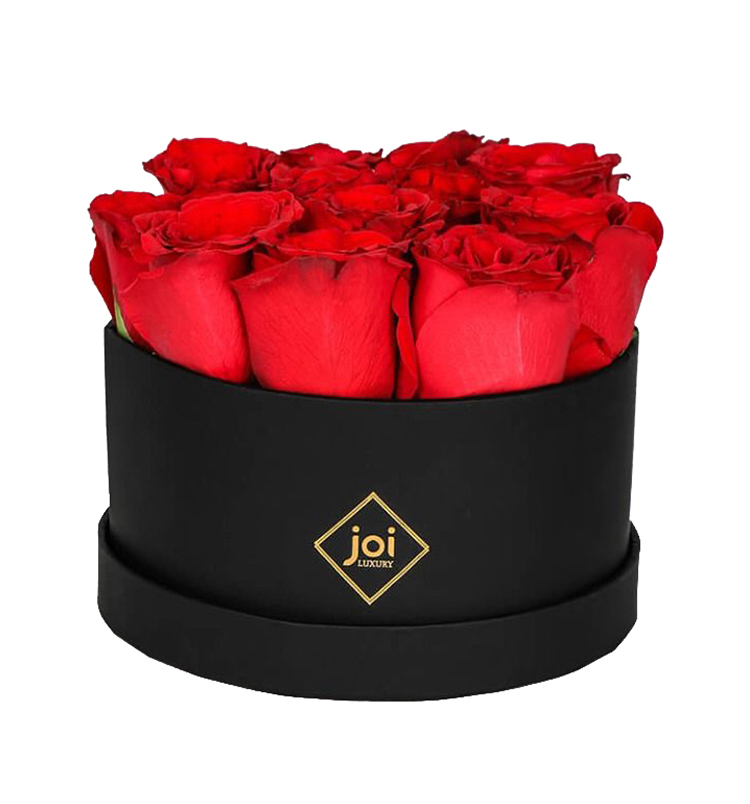 Wholesale Luxury Black Paper Rose Hat Packaging Box Cardboard Round Flower Boxes(图3)
