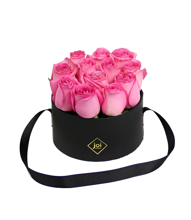 Wholesale Luxury Black Paper Rose Hat Packaging Box Cardboard Round Flower Boxes(图1)
