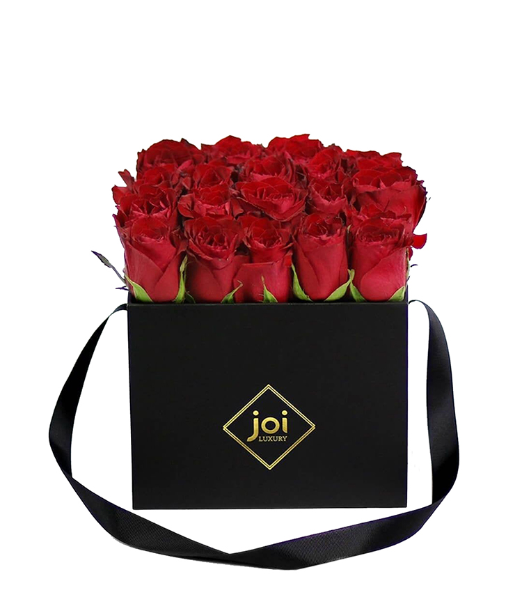 Wholesale Custom Luxury Black Gift Box Square Flower Box With Handle