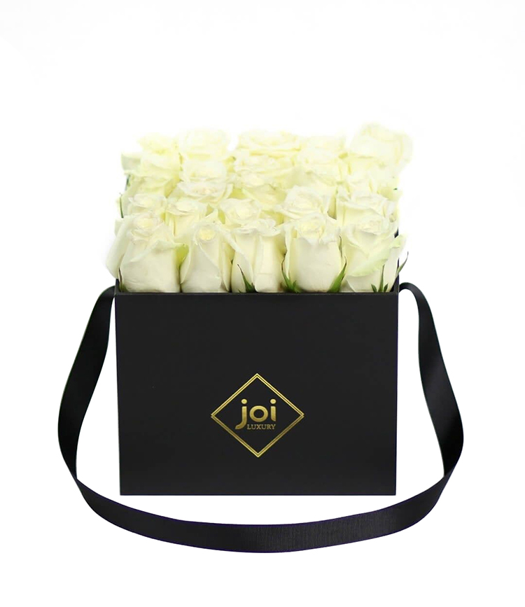 Wholesale Custom Luxury Black Gift Box Square Flower Box With Handle(图3)