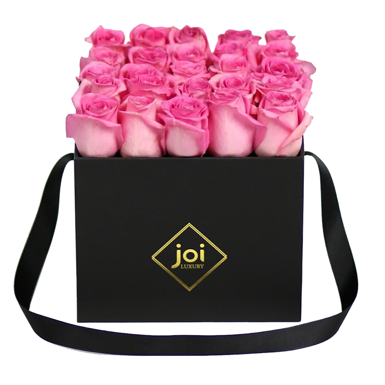 Wholesale Custom Luxury Black Gift Box Square Flower Box With Handle(图6)