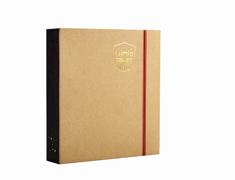 Luxury custom brown rigid journal packaging box notebook gift box with side lid(图1)