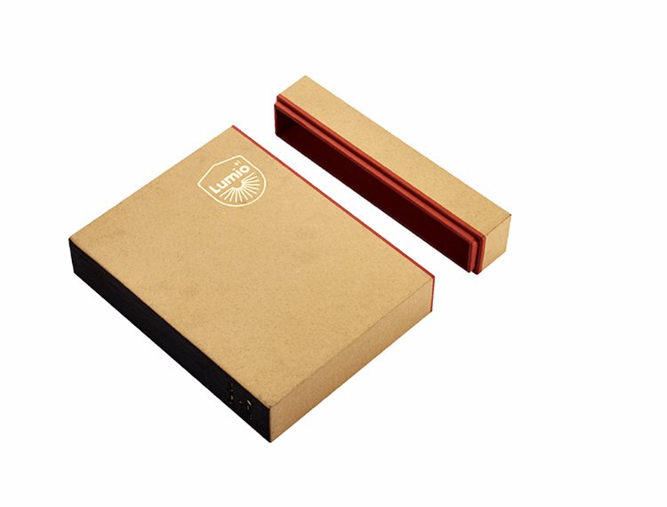 Luxury custom brown rigid journal packaging box notebook gift box with side lid(图3)