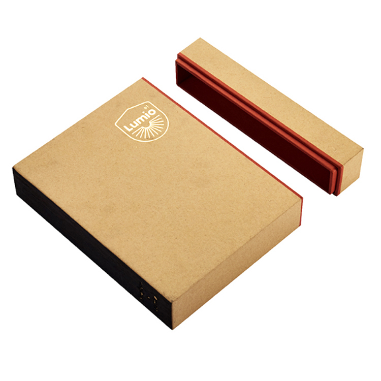 Luxury custom brown rigid journal packaging box notebook gift box with side lid(图5)