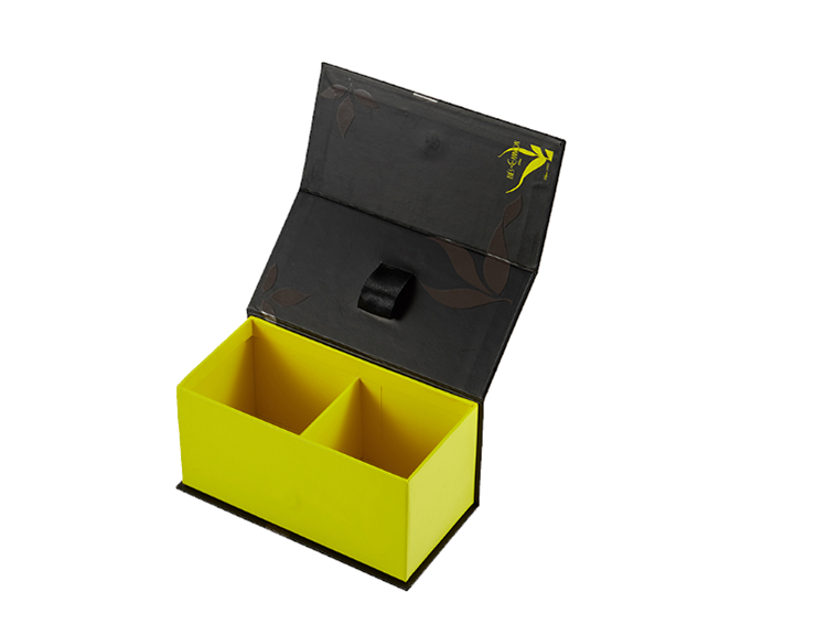 Black & Yellow Double Tea Box with Magnetic Closure