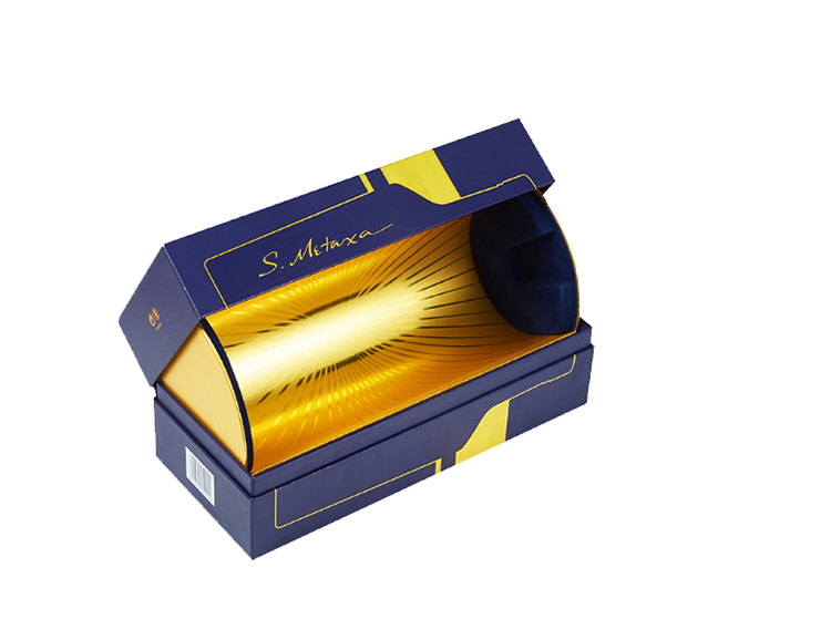 Blue & Gold Foil Liquor Hinged Box with Insert(图3)