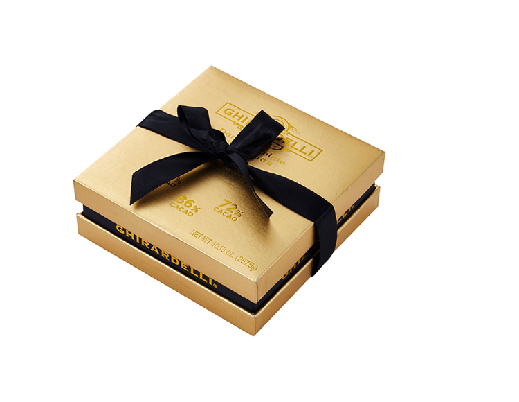 Gold lid off square cardboard chocolate packing luxury chocolate box with ribbon(图3)