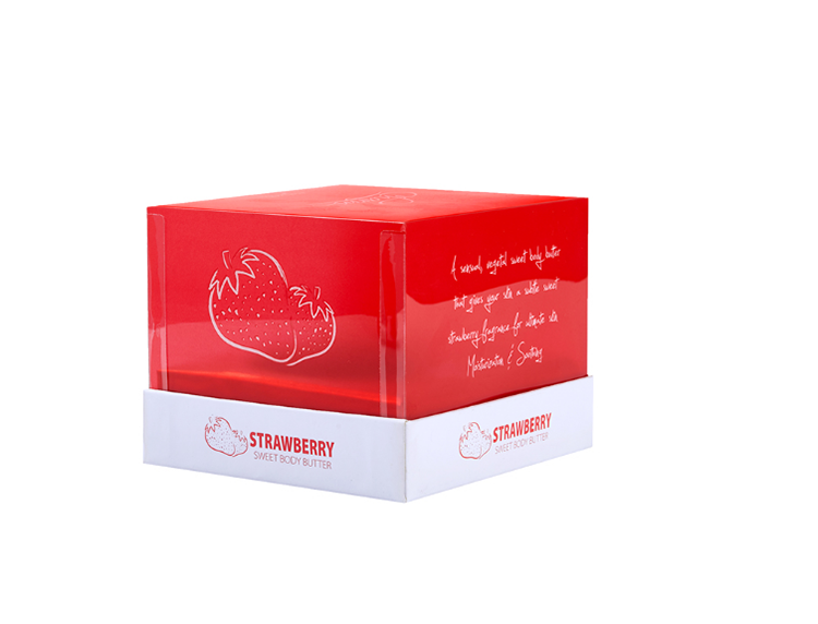 Red Body Butter Box gift box with clear PVC plastic cover lid